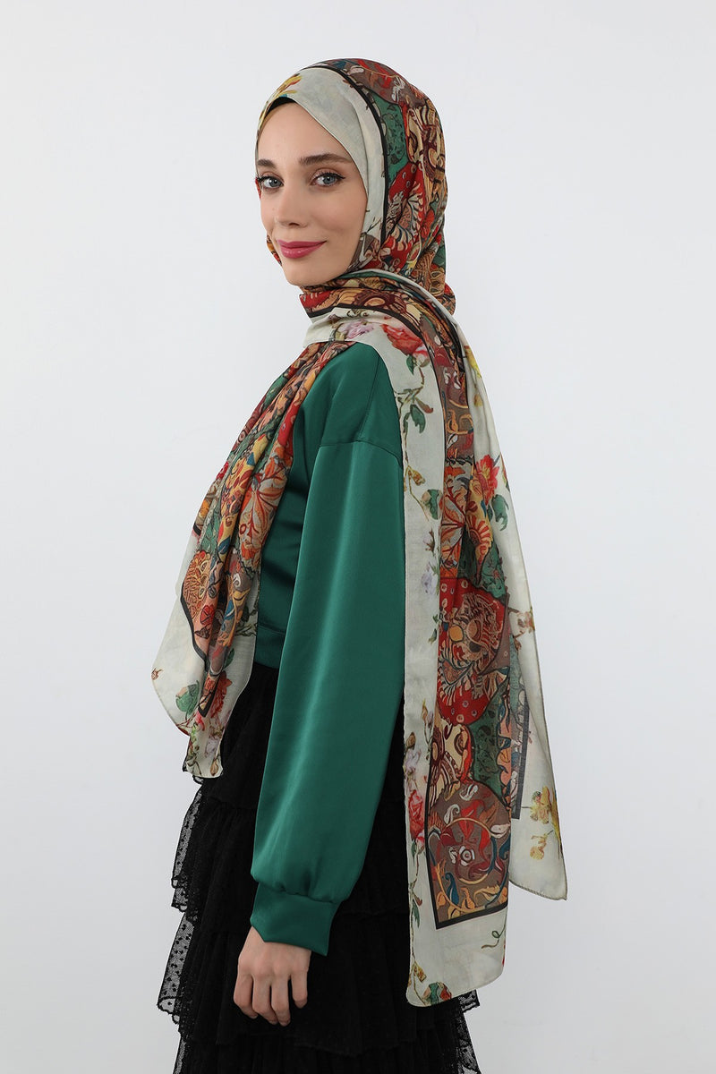 Printed Voile Hijab Scarf, Lightweight Soft Breathable Modest Shawl,SAL-135