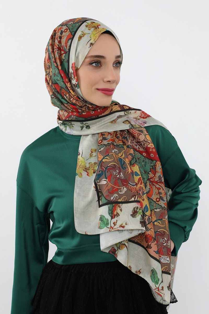 Printed Voile Hijab Scarf, Lightweight Soft Breathable Modest Shawl,SAL-135