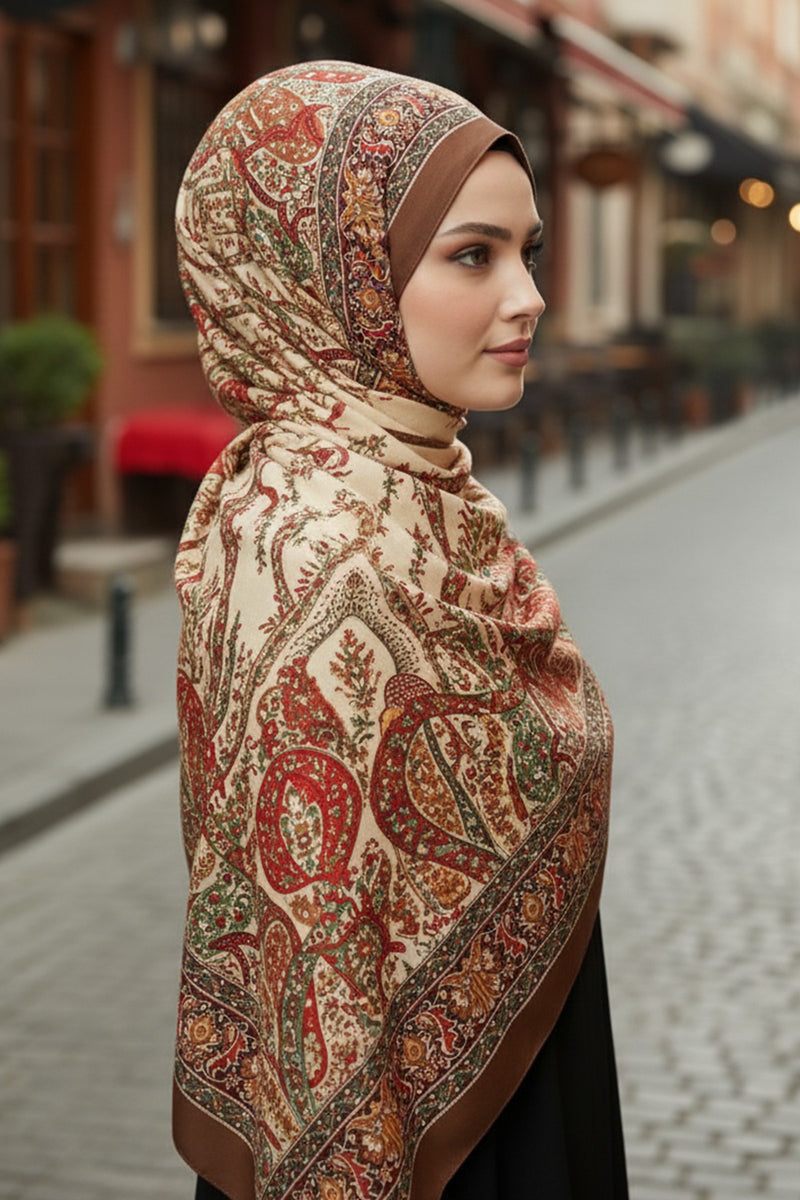 Printed Voile Square Scarf for Women, Lightweight 100% Polyester Elegant Square Hijab,ES-201