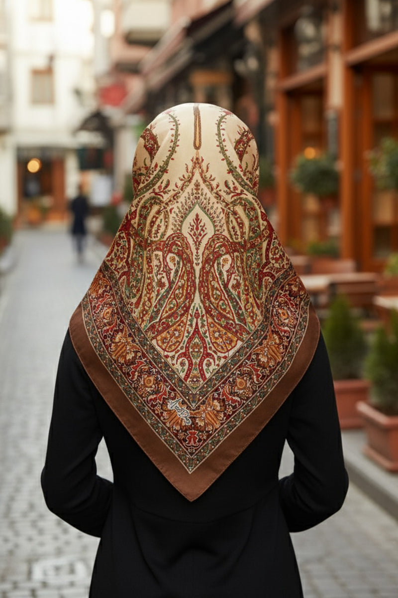 Printed Voile Square Scarf for Women, Lightweight 100% Polyester Elegant Square Hijab,ES-201