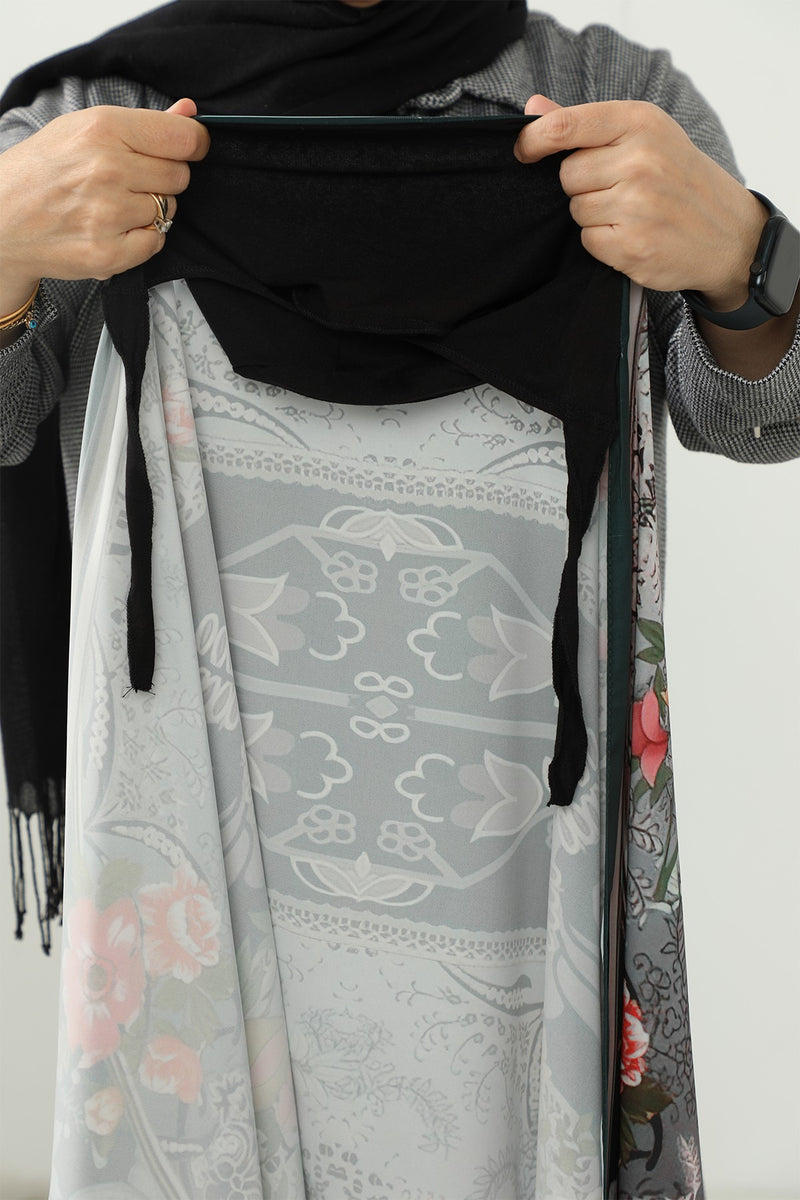 Adjustable Printed Voile Easy Hijab Scarf, Back-Tie Polyester Practical Patterned Shawl,PS-201
