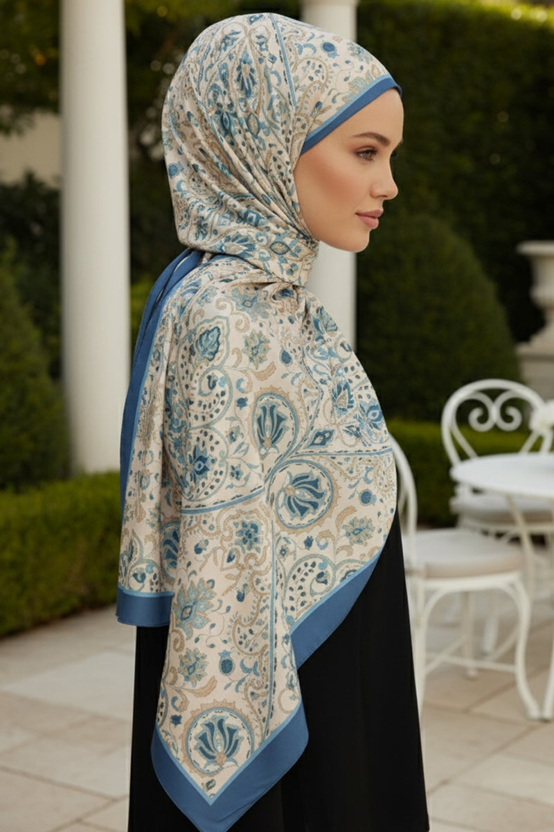 Adjustable Printed Voile Easy Hijab Scarf, Back-Tie Polyester Practical Patterned Shawl,PS-202