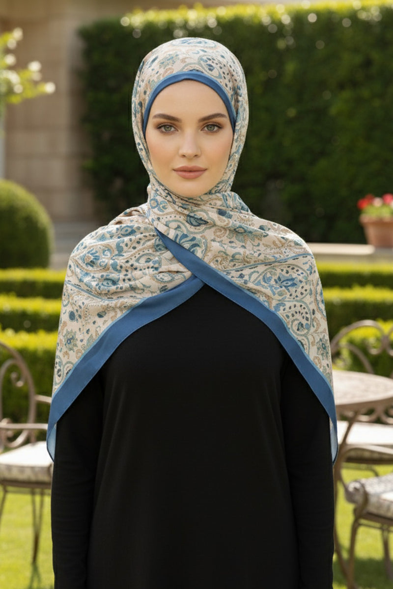Adjustable Printed Voile Easy Hijab Scarf, Back-Tie Polyester Practical Patterned Shawl,PS-202