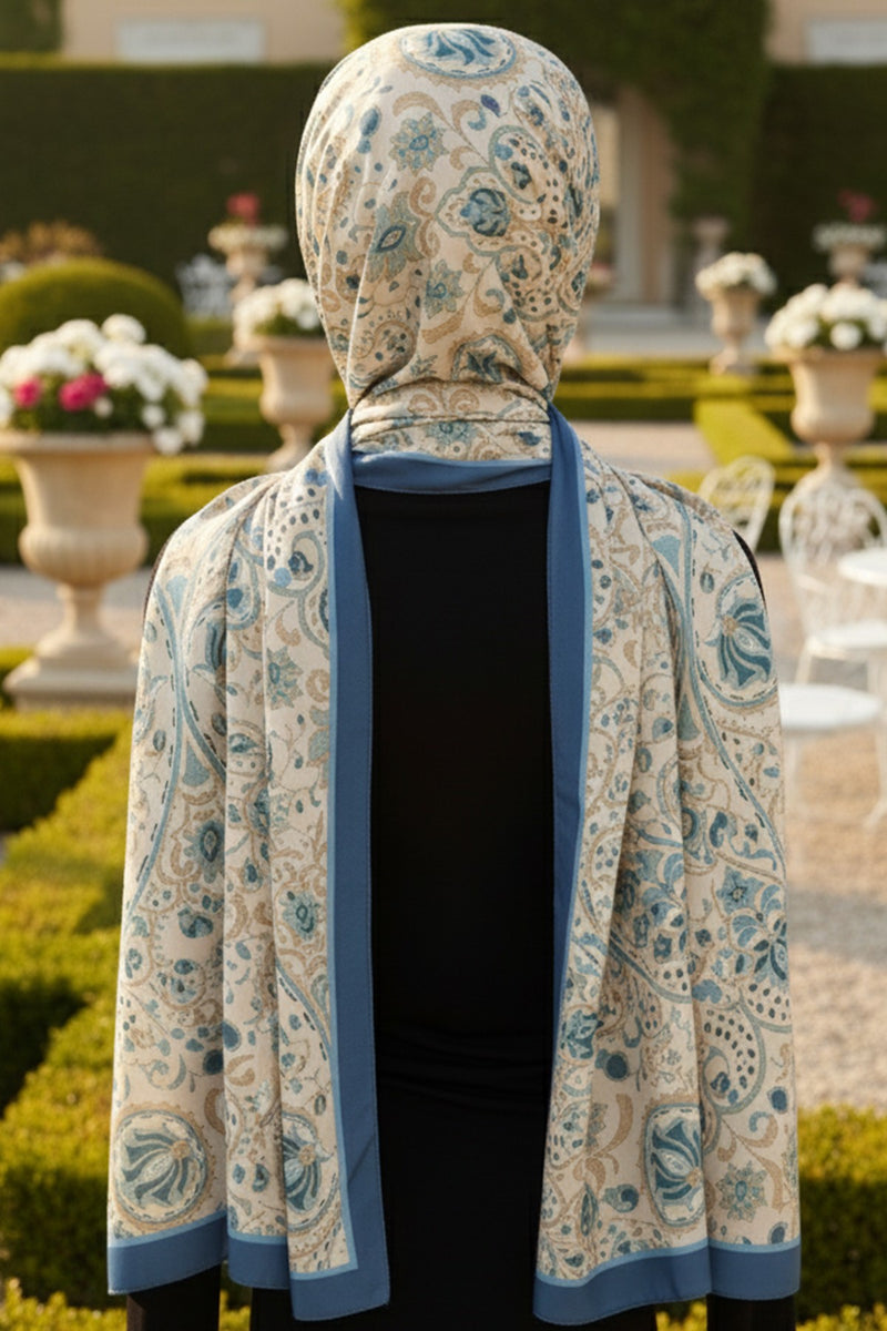 Adjustable Printed Voile Easy Hijab Scarf, Back-Tie Polyester Practical Patterned Shawl,PS-202