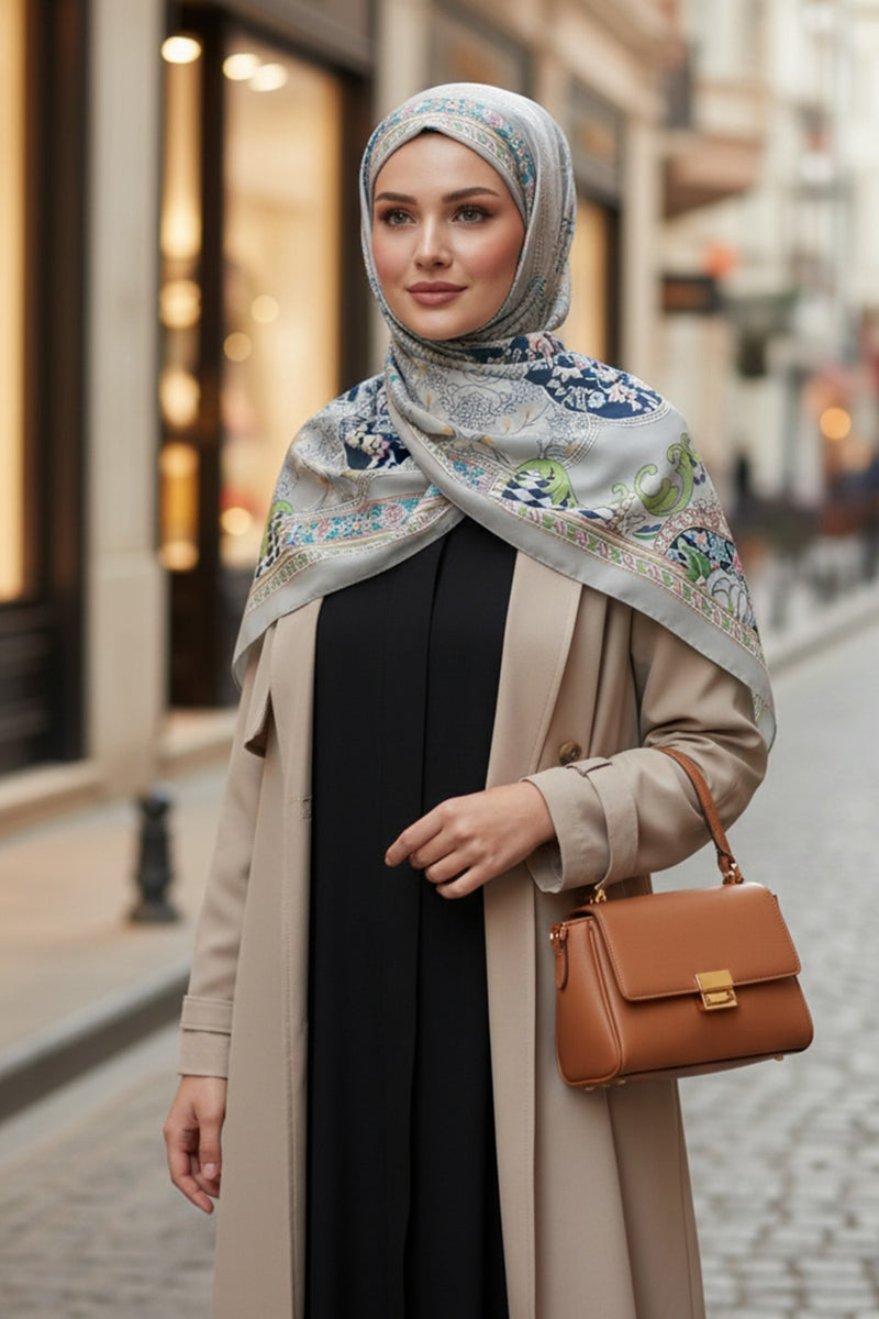 Adjustable Printed Voile Easy Hijab Scarf, Back-Tie Polyester Practical Patterned Shawl,PS-203