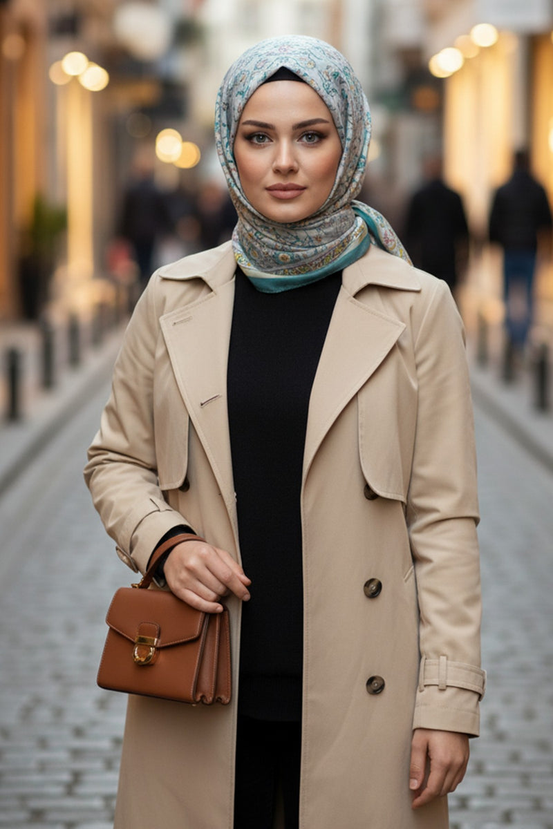 Adjustable Printed Voile Easy Hijab Scarf, Back-Tie Polyester Practical Patterned Shawl,PS-203