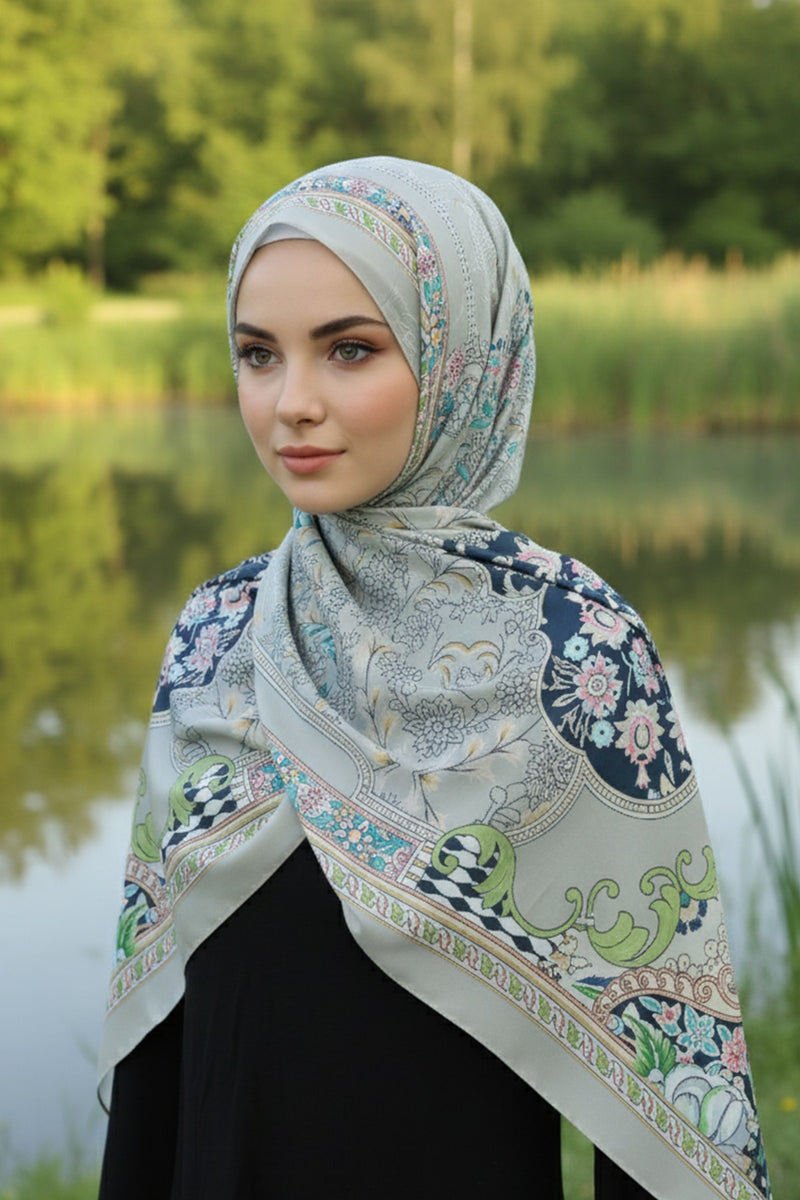 Printed Voile Hijab Scarf, Lightweight Soft Breathable Modest Shawl,SAL-202
