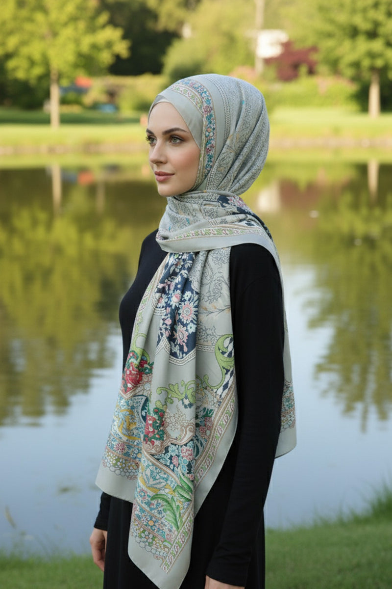 Printed Voile Hijab Scarf, Lightweight Soft Breathable Modest Shawl,SAL-202