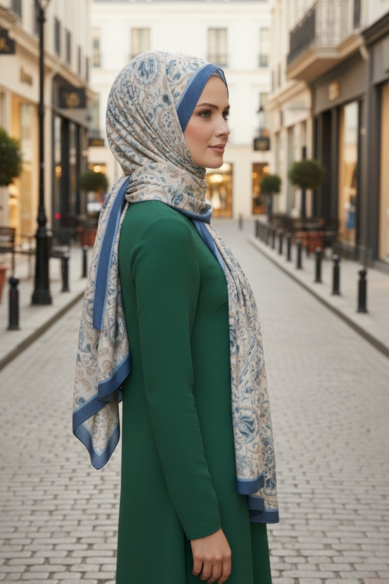 Printed Voile Hijab Scarf, Lightweight Soft Breathable Modest Shawl,SAL-203