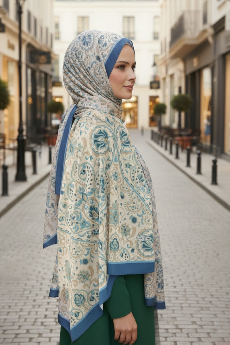 Printed Voile Hijab Scarf, Lightweight Soft Breathable Modest Shawl,SAL-203