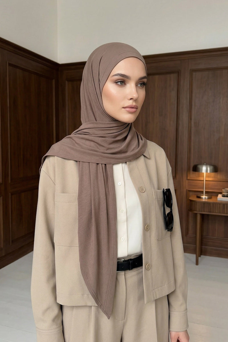 Breathable Cotton Hijab Scarf – Lightweight, Stretch, No-Slip Triangle Scarf for Everyday Comfort,B-41