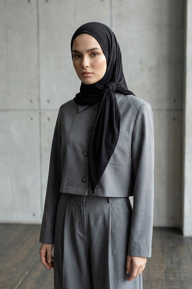 Breathable Cotton Hijab Scarf – Lightweight, Stretch, No-Slip Triangle Scarf for Everyday Comfort,B-41