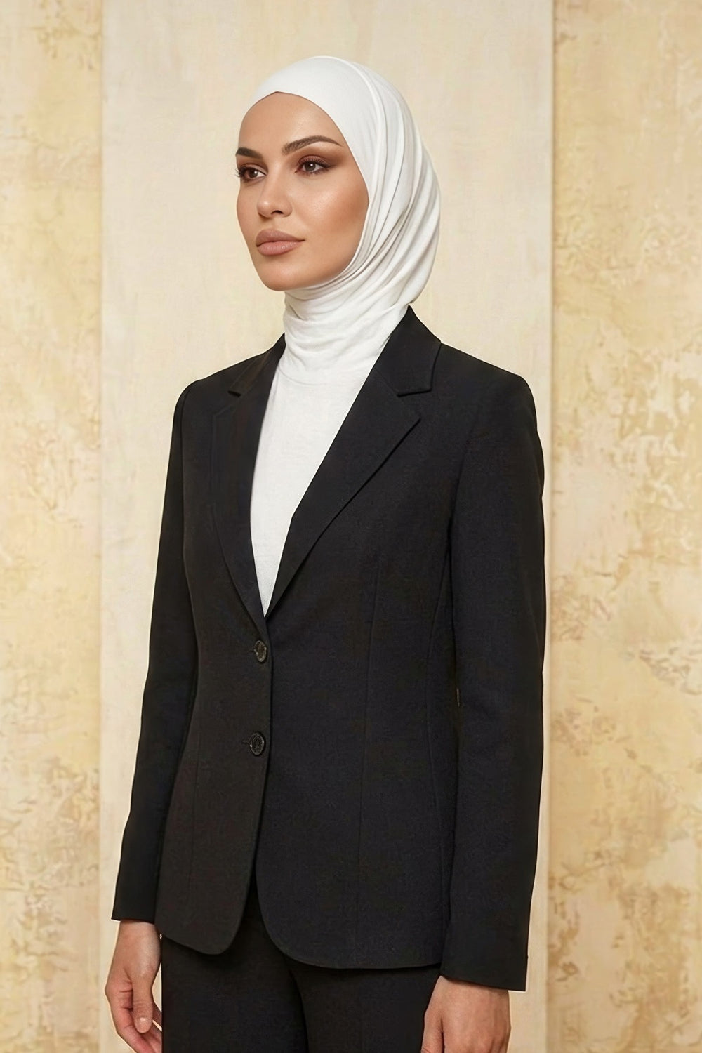 One-Piece Jersey Hijab & Neck Cover Set, Full Coverage Bonnet,DK-2 White