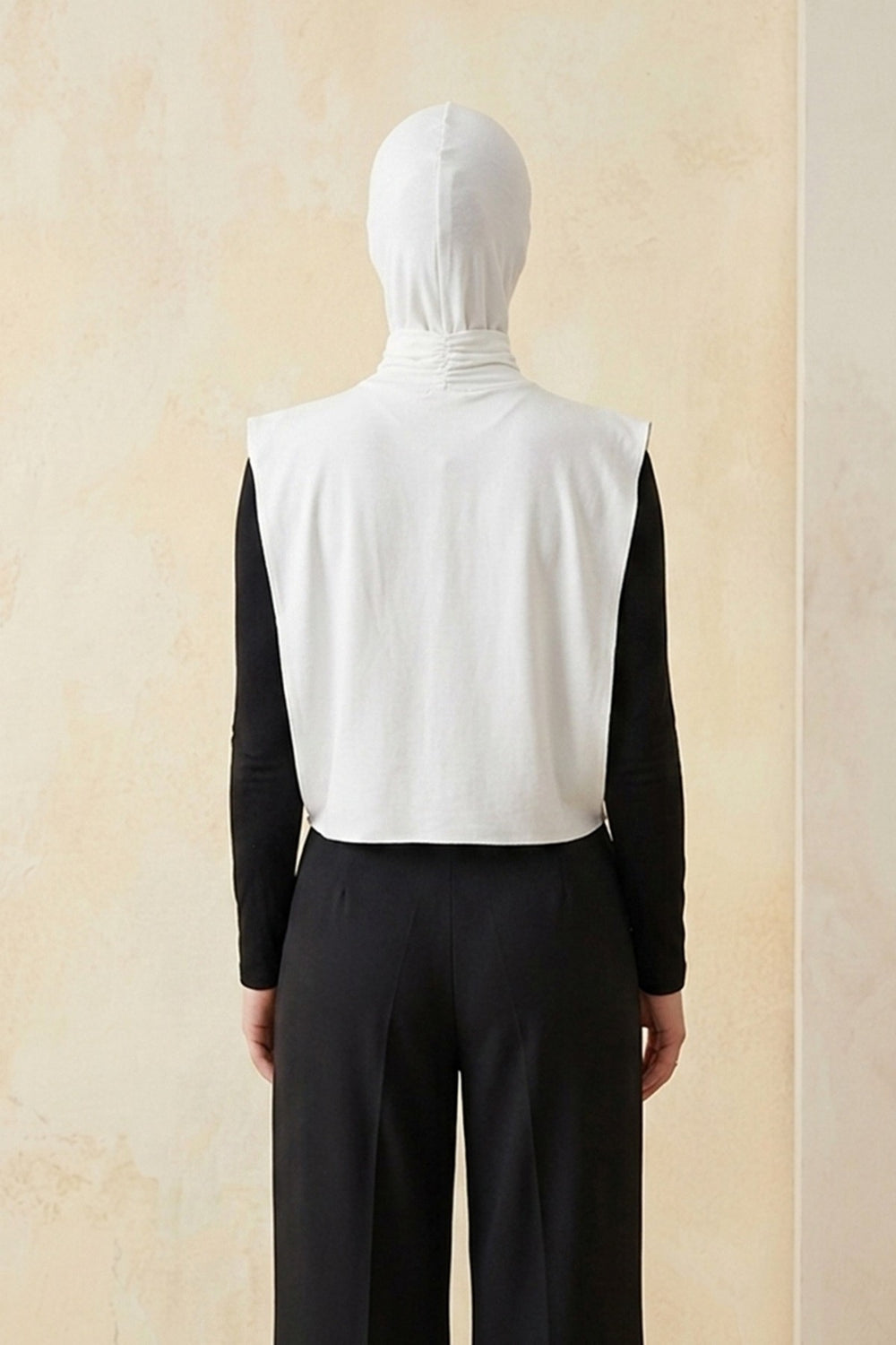 One-Piece Jersey Hijab & Neck Cover Set, Full Coverage Bonnet,DK-2 White