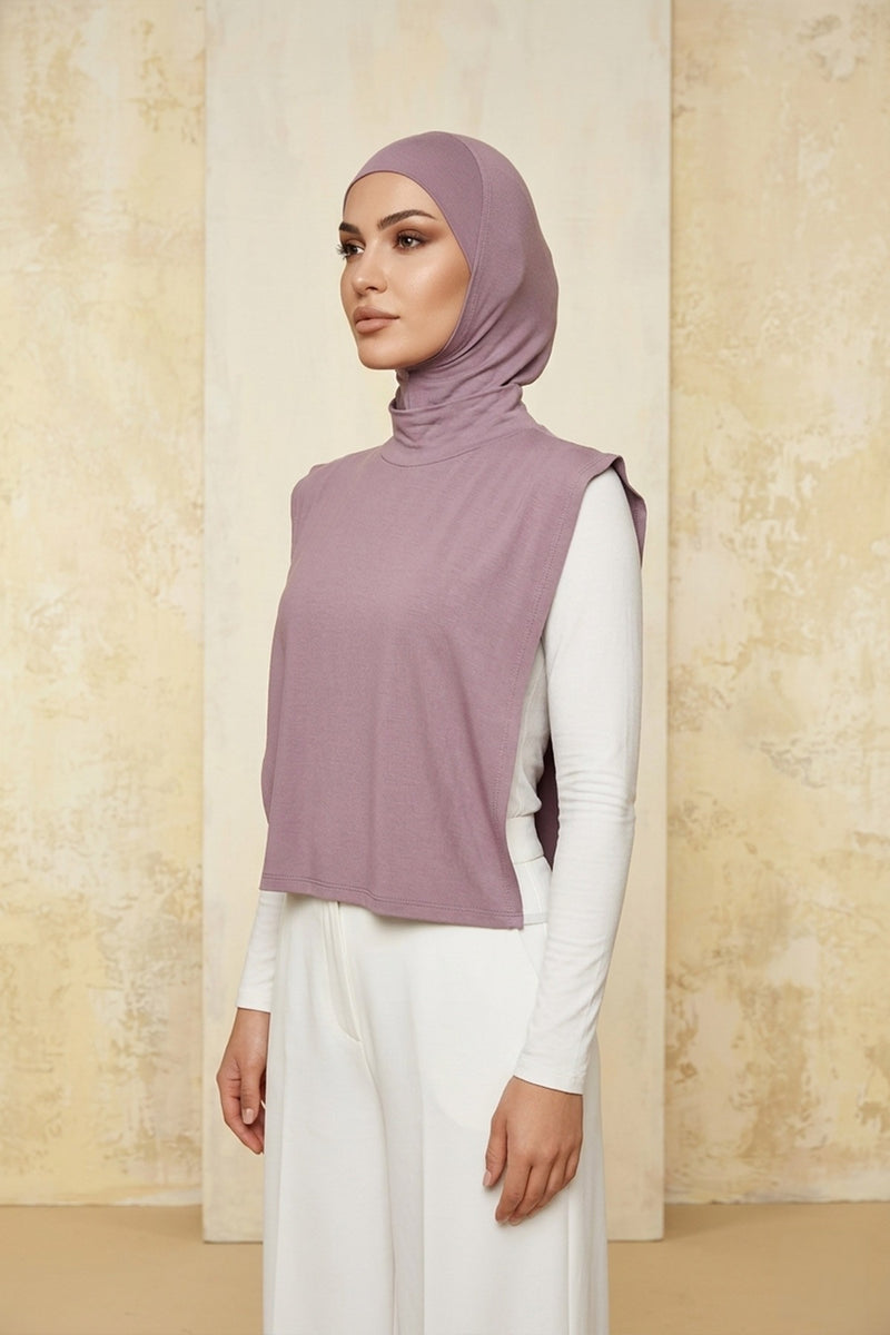 One-Piece Jersey Hijab & Neck Cover Set, Full Coverage Bonnet,DK-2