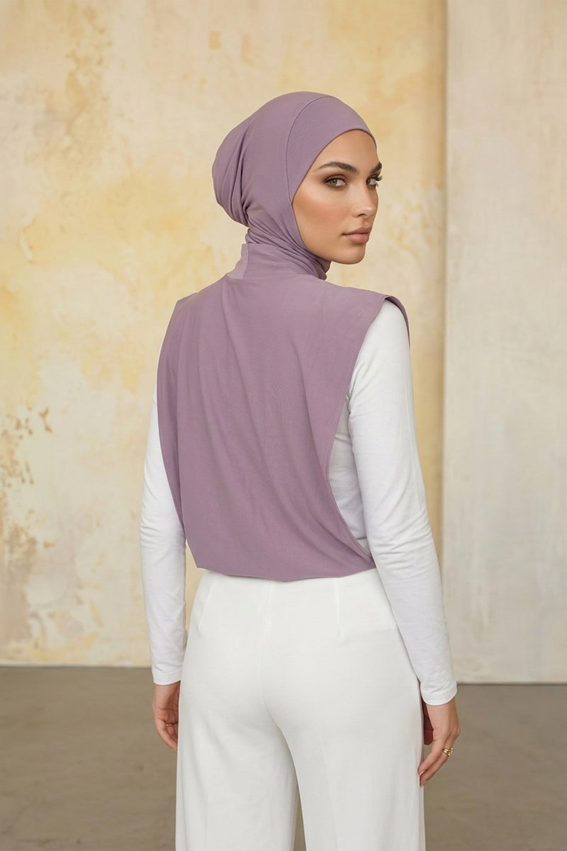 One-Piece Jersey Hijab & Neck Cover Set, Full Coverage Bonnet,DK-2