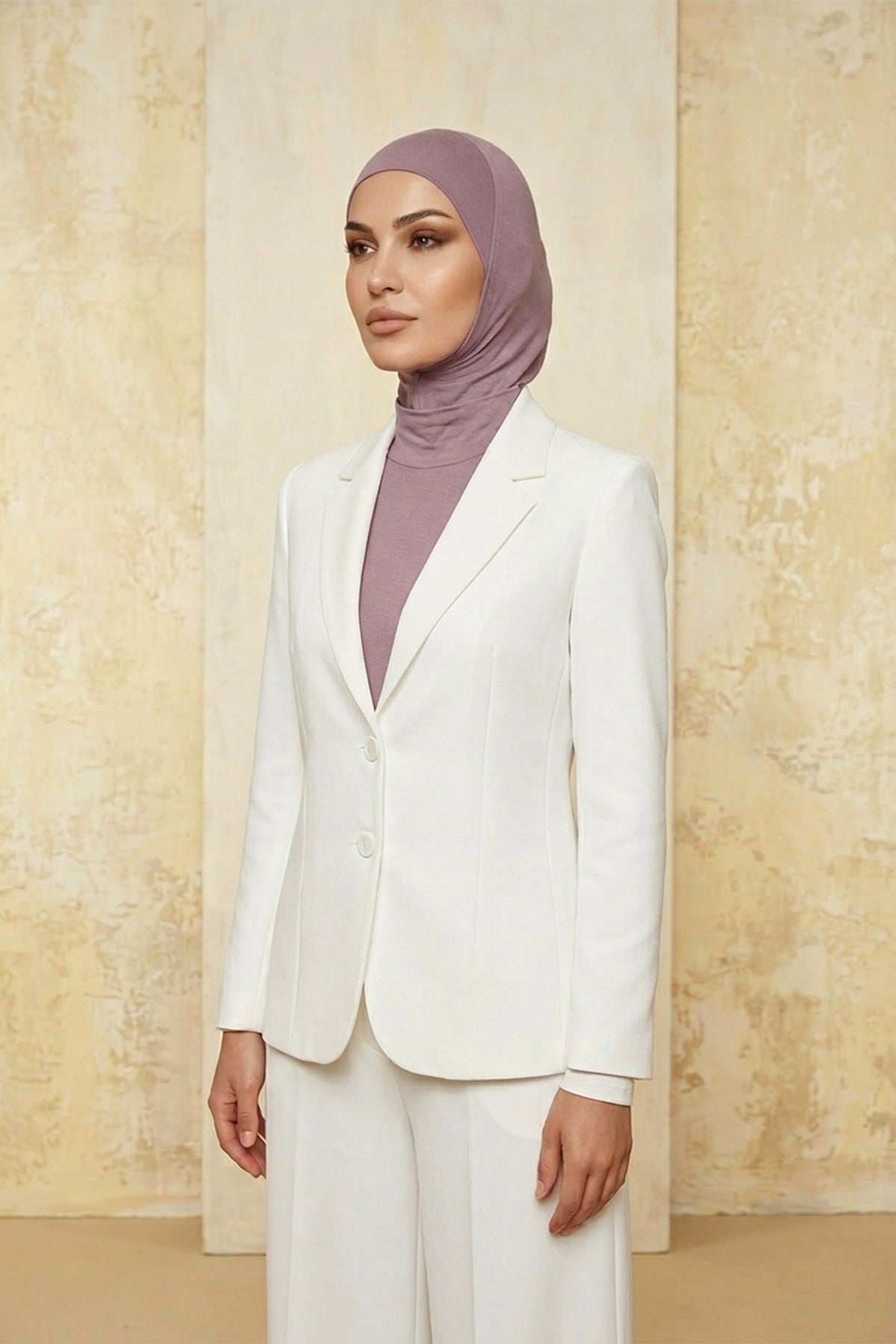 One-Piece Jersey Hijab & Neck Cover Set, Full Coverage Bonnet,DK-2 Lilac