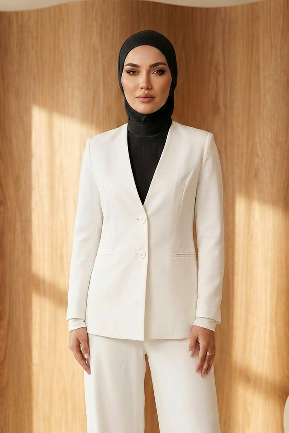 One-Piece Jersey Hijab & Neck Cover Set, Full Coverage Bonnet,DK-2 Black