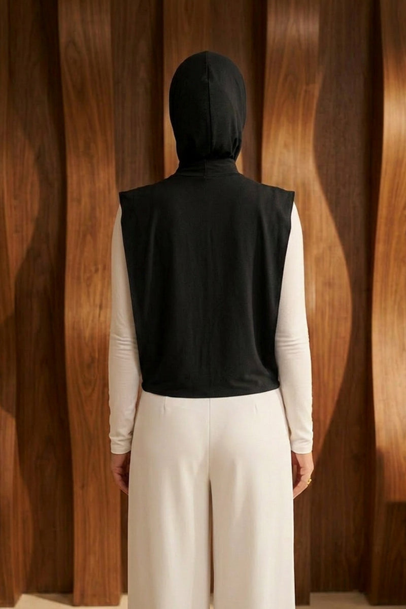 One-Piece Jersey Hijab & Neck Cover Set, Full Coverage Bonnet,DK-2