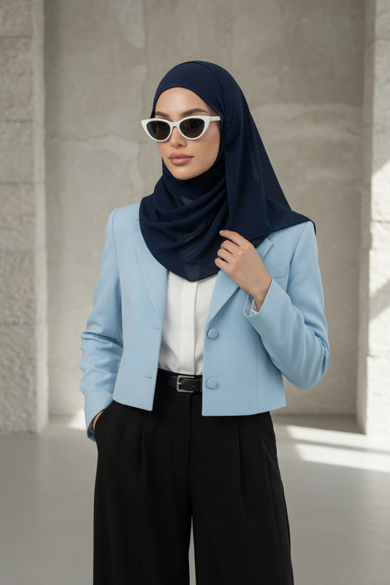 Non-Slip Chiffon Shawl Hijab with Built-In Cotton Undercap, Easy Styling Ready-to-Wear Hijab,PS-62