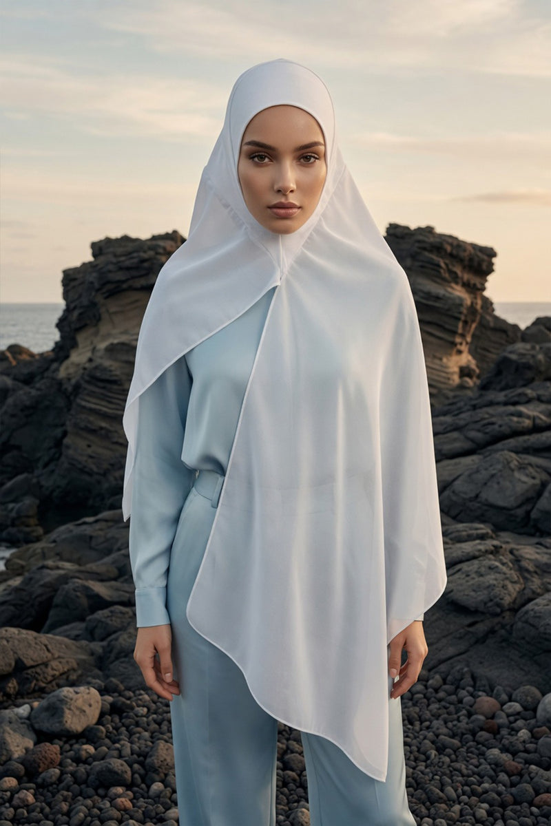 Non-Slip Chiffon Shawl Hijab with Built-In Cotton Undercap, Easy Styling Ready-to-Wear Hijab,PS-62