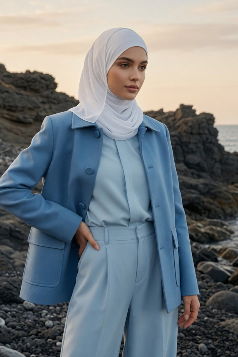 Non-Slip Chiffon Shawl Hijab with Built-In Cotton Undercap, Easy Styling Ready-to-Wear Hijab,PS-62