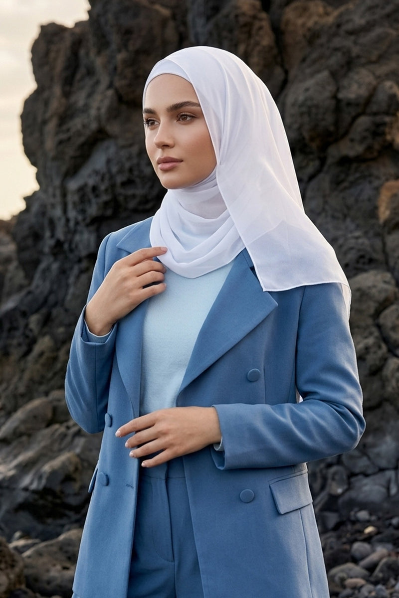 Non-Slip Chiffon Shawl Hijab with Built-In Cotton Undercap, Easy Styling Ready-to-Wear Hijab,PS-62