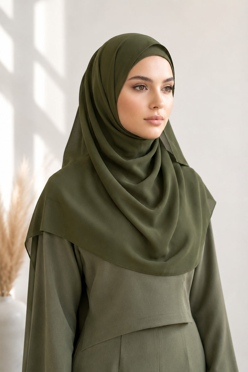 Non-Slip Chiffon Shawl Hijab with Built-In Cotton Undercap, Easy Styling Ready-to-Wear Hijab,PS-62