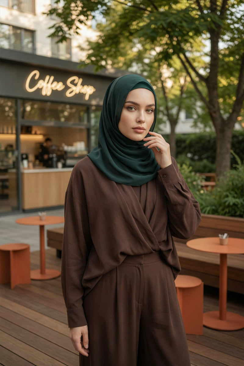 Non-Slip Chiffon Shawl Hijab with Built-In Cotton Undercap, Easy Styling Ready-to-Wear Hijab,PS-62