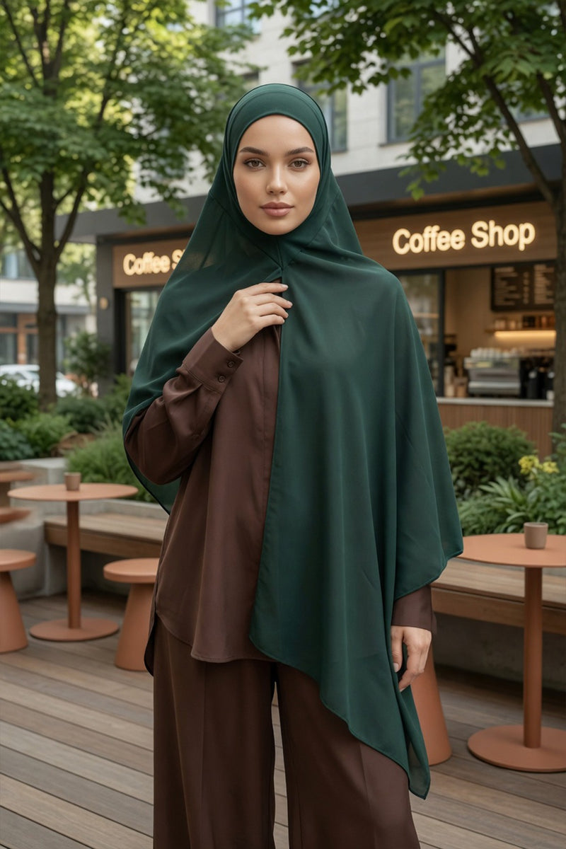 Non-Slip Chiffon Shawl Hijab with Built-In Cotton Undercap, Easy Styling Ready-to-Wear Hijab,PS-62