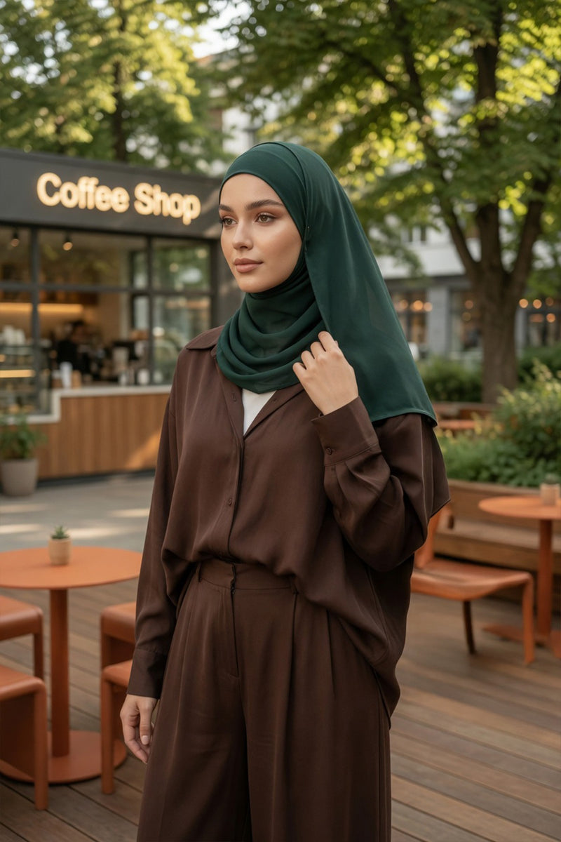 Non-Slip Chiffon Shawl Hijab with Built-In Cotton Undercap, Easy Styling Ready-to-Wear Hijab,PS-62