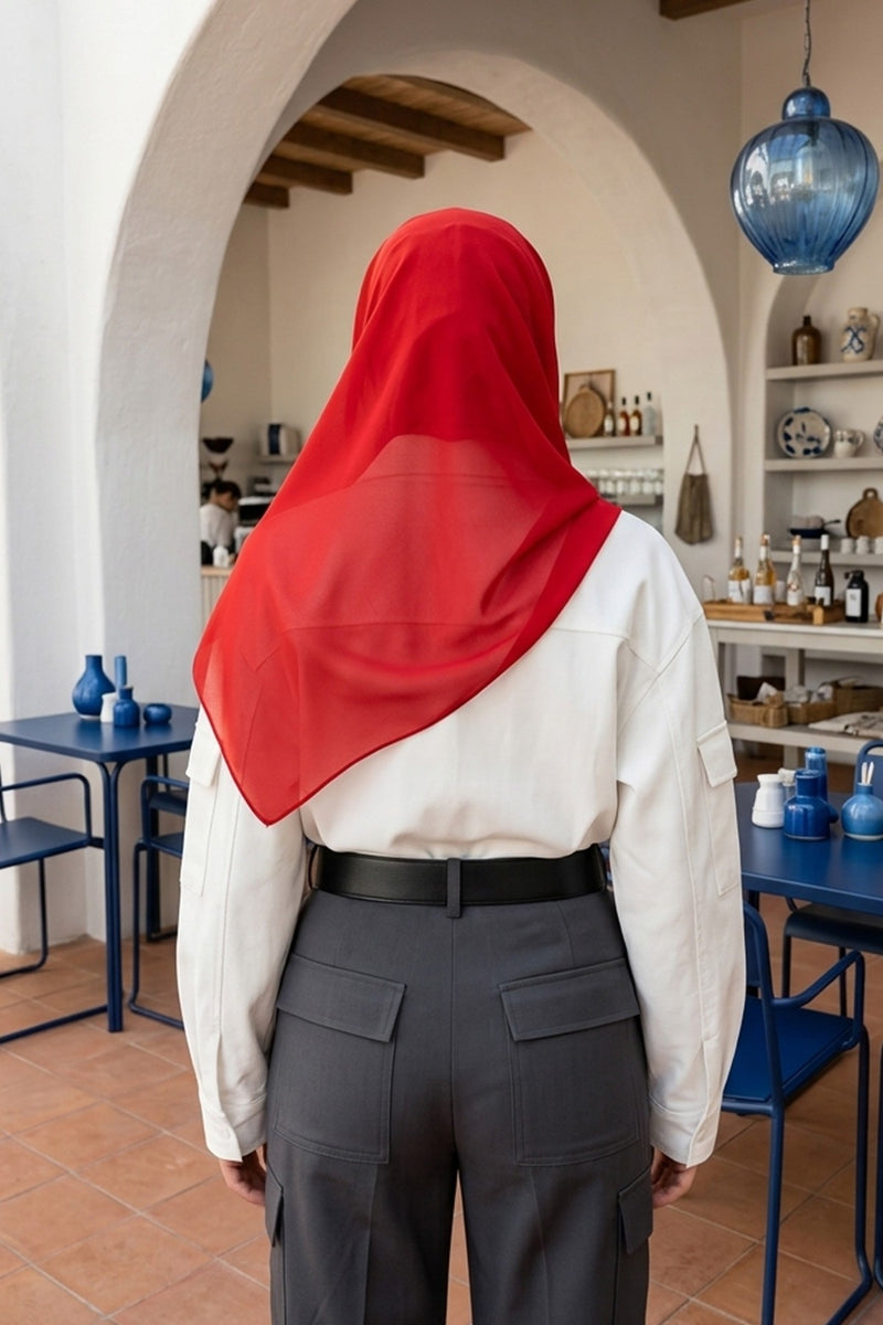 Non-Slip Chiffon Shawl Hijab with Built-In Cotton Undercap, Easy Styling Ready-to-Wear Hijab,PS-62
