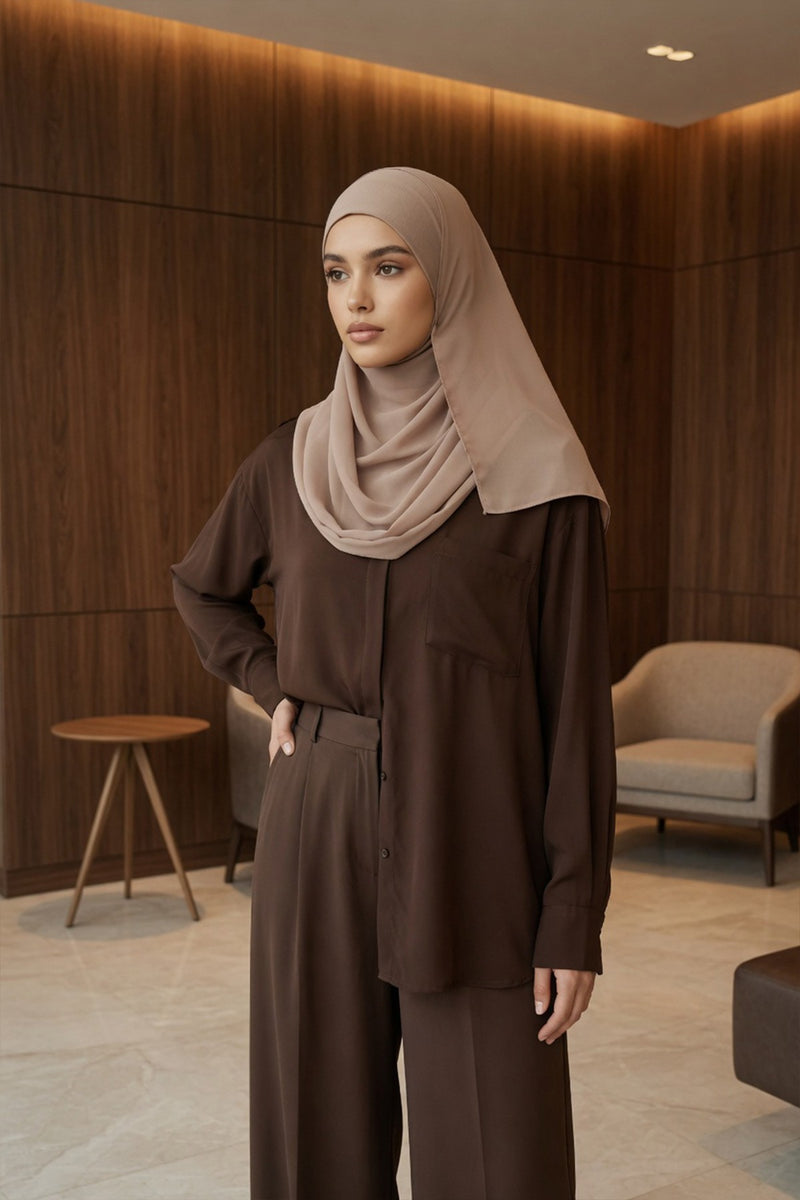 Non-Slip Chiffon Shawl Hijab with Built-In Cotton Undercap, Easy Styling Ready-to-Wear Hijab,PS-62