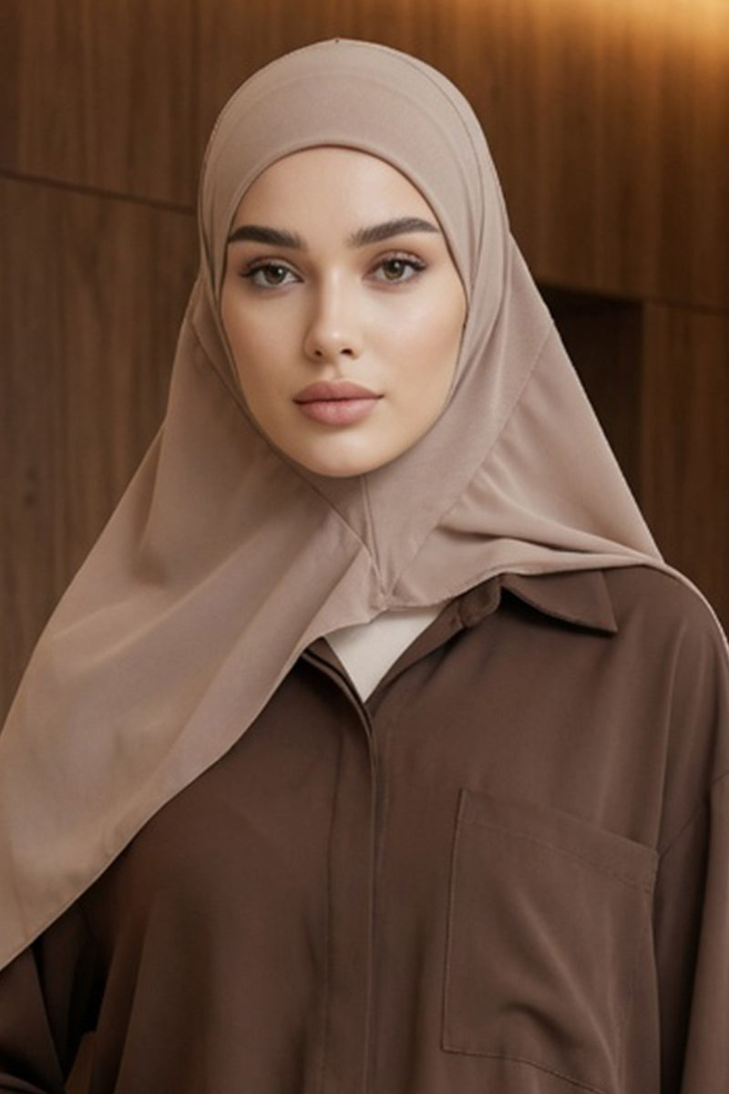 Non-Slip Chiffon Shawl Hijab with Built-In Cotton Undercap, Easy Styling Ready-to-Wear Hijab,PS-62