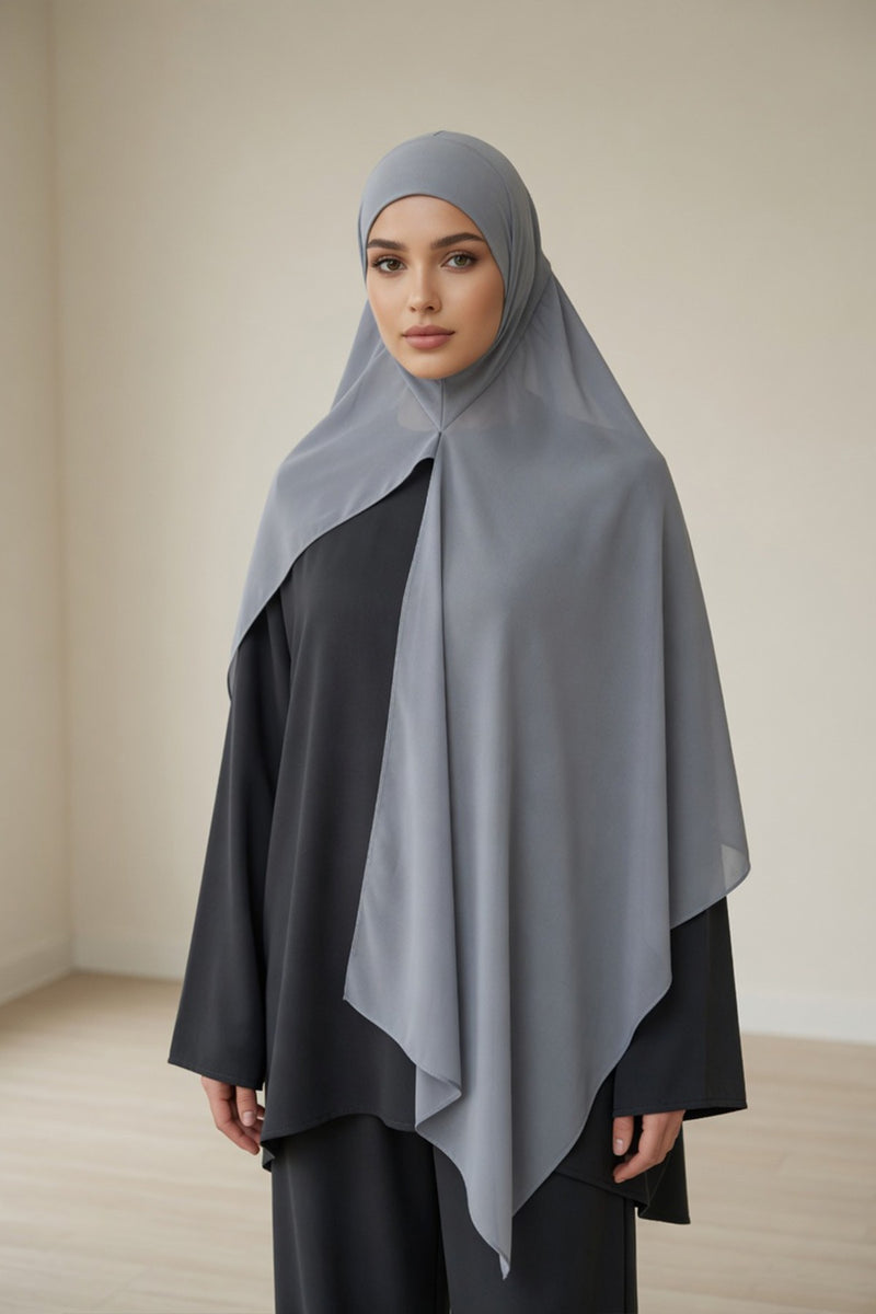 Non-Slip Chiffon Shawl Hijab with Built-In Cotton Undercap, Easy Styling Ready-to-Wear Hijab,PS-62