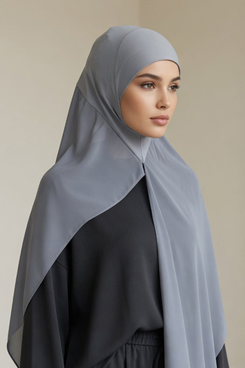 Non-Slip Chiffon Shawl Hijab with Built-In Cotton Undercap, Easy Styling Ready-to-Wear Hijab,PS-62