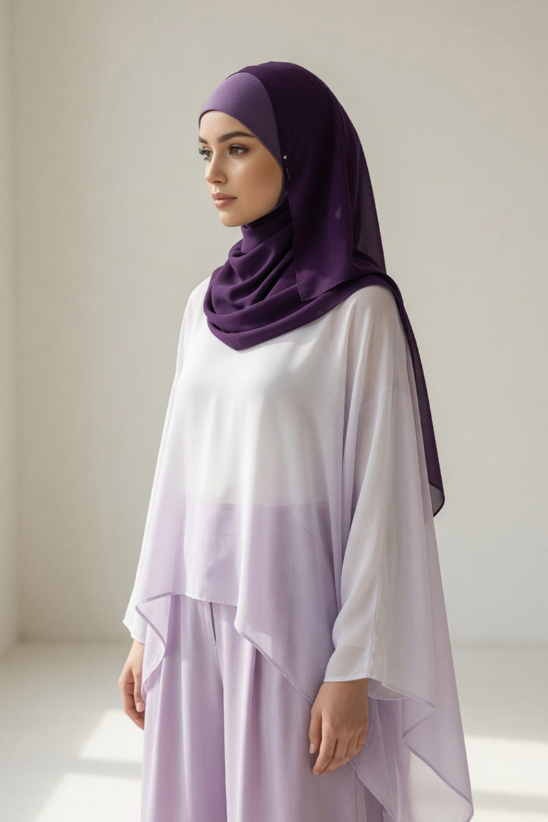 Non-Slip Chiffon Shawl Hijab with Built-In Cotton Undercap, Easy Styling Ready-to-Wear Hijab,PS-62