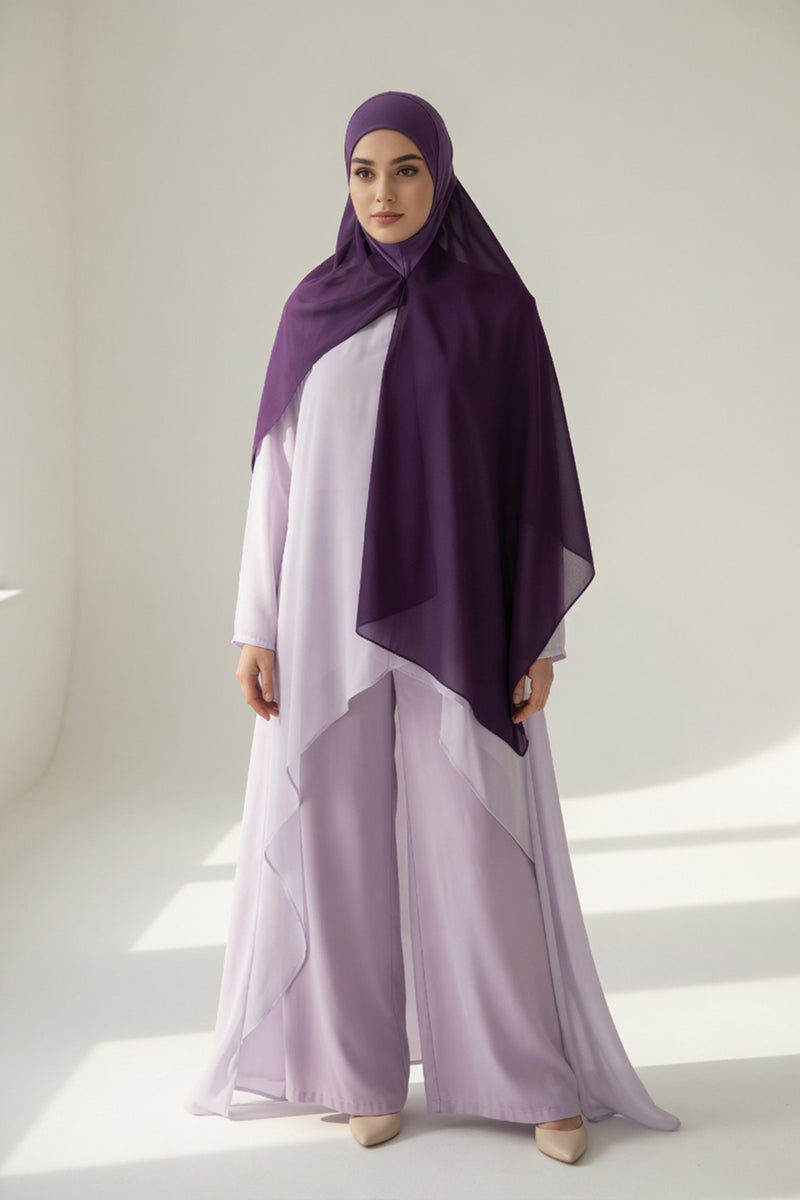 Non-Slip Chiffon Shawl Hijab with Built-In Cotton Undercap, Easy Styling Ready-to-Wear Hijab,PS-62