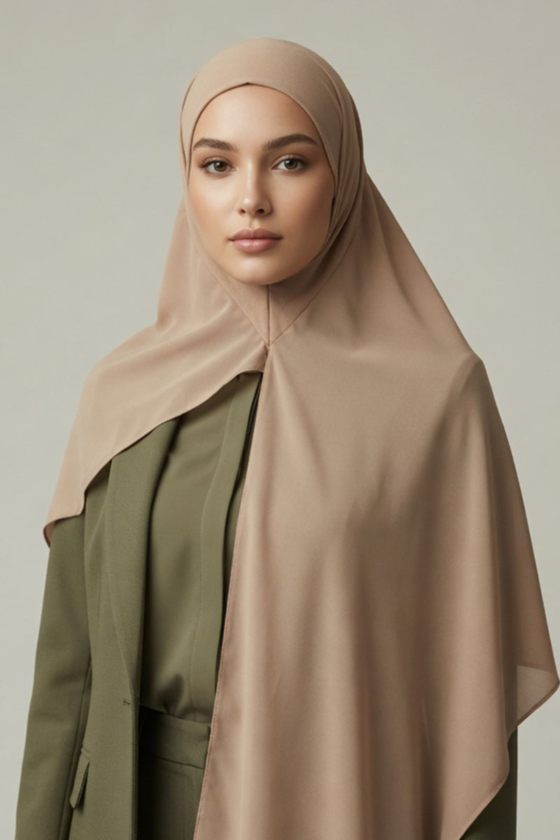 Non-Slip Chiffon Shawl Hijab with Built-In Cotton Undercap, Easy Styling Ready-to-Wear Hijab,PS-62