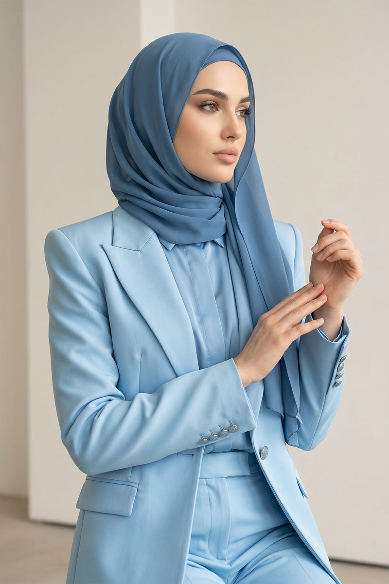 Non-Slip Chiffon Shawl Hijab with Built-In Cotton Undercap, Easy Styling Ready-to-Wear Hijab,PS-62