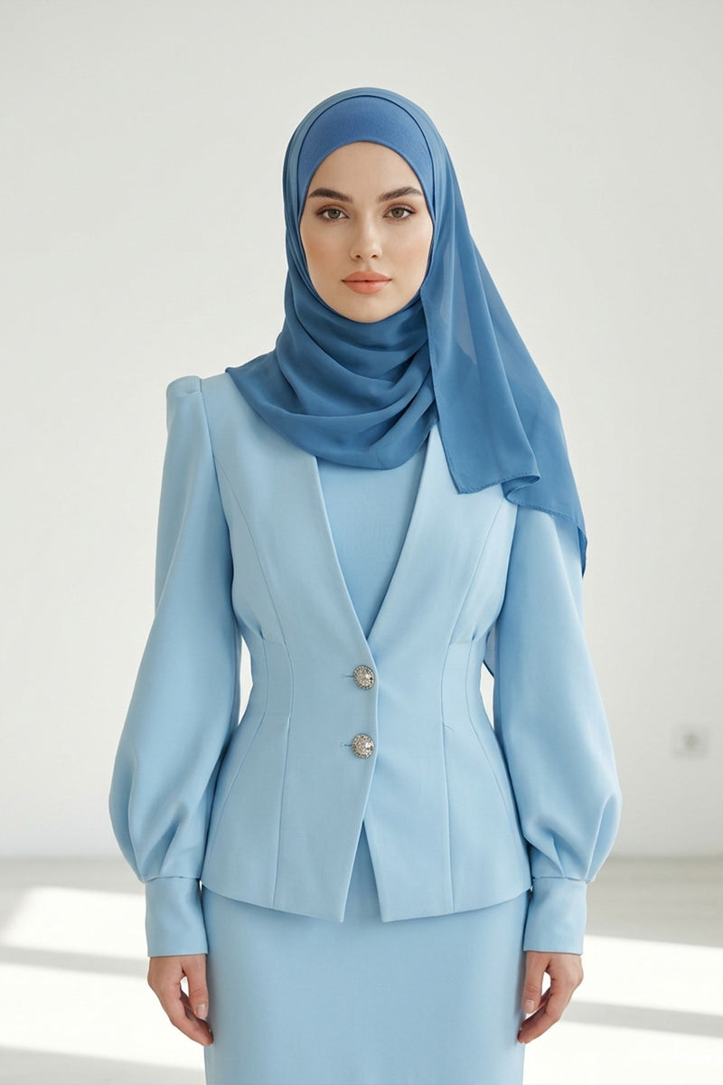 Non-Slip Chiffon Shawl Hijab with Built-In Cotton Undercap, Easy Styling Ready-to-Wear Hijab,PS-62