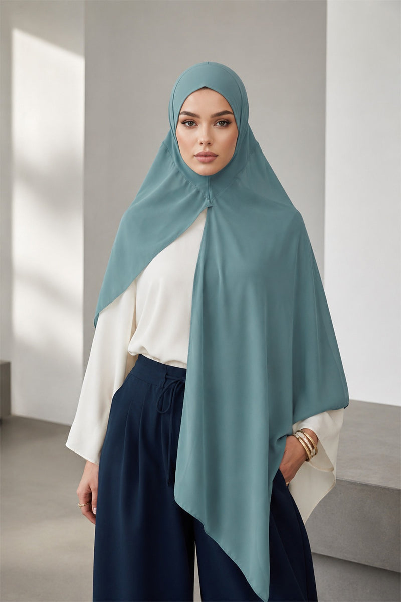 Non-Slip Chiffon Shawl Hijab with Built-In Cotton Undercap, Easy Styling Ready-to-Wear Hijab,PS-62