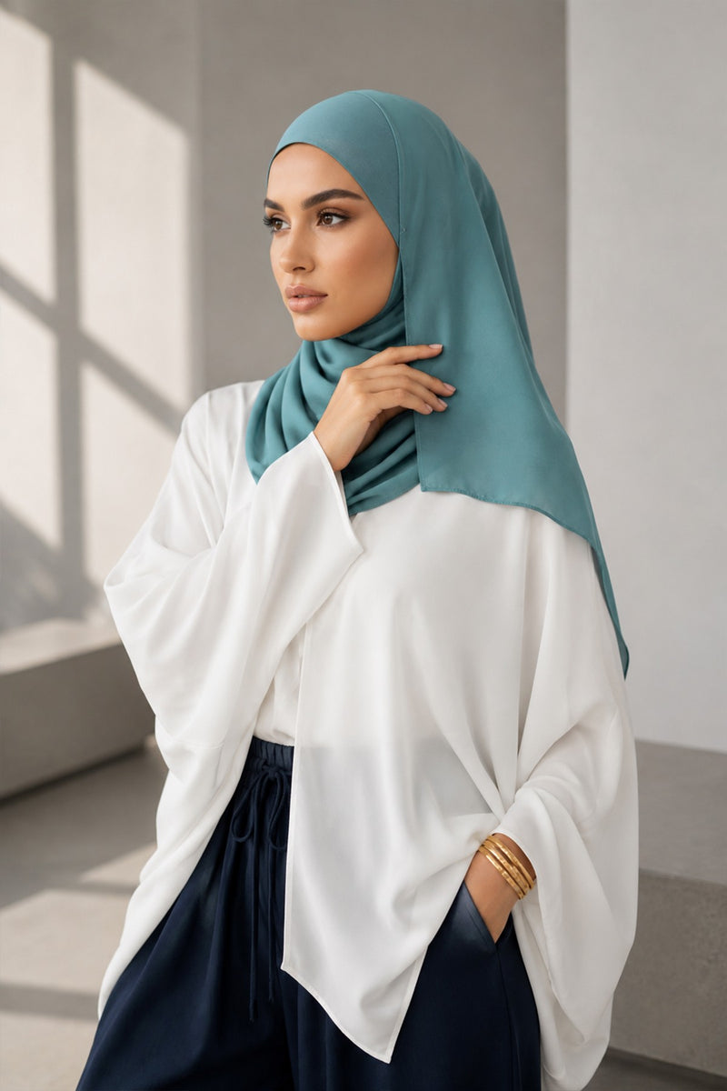 Non-Slip Chiffon Shawl Hijab with Built-In Cotton Undercap, Easy Styling Ready-to-Wear Hijab,PS-62
