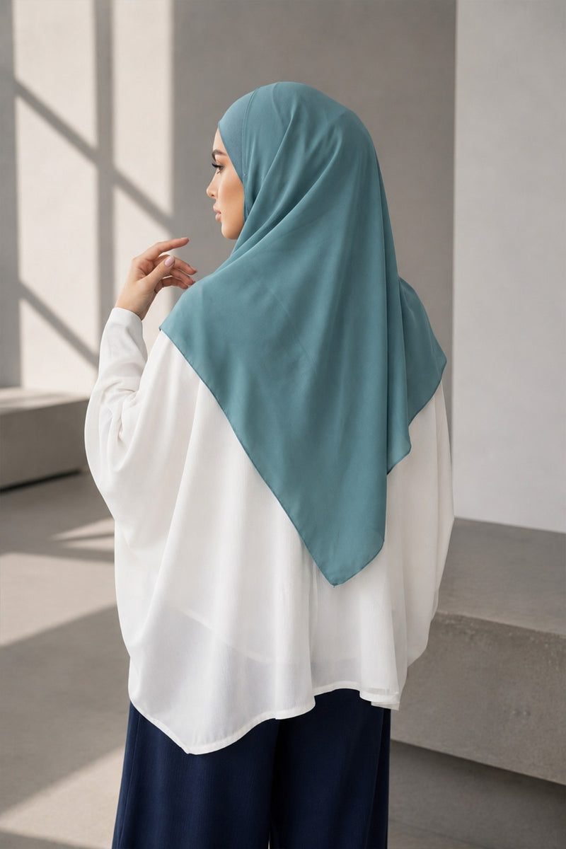 Non-Slip Chiffon Shawl Hijab with Built-In Cotton Undercap, Easy Styling Ready-to-Wear Hijab,PS-62
