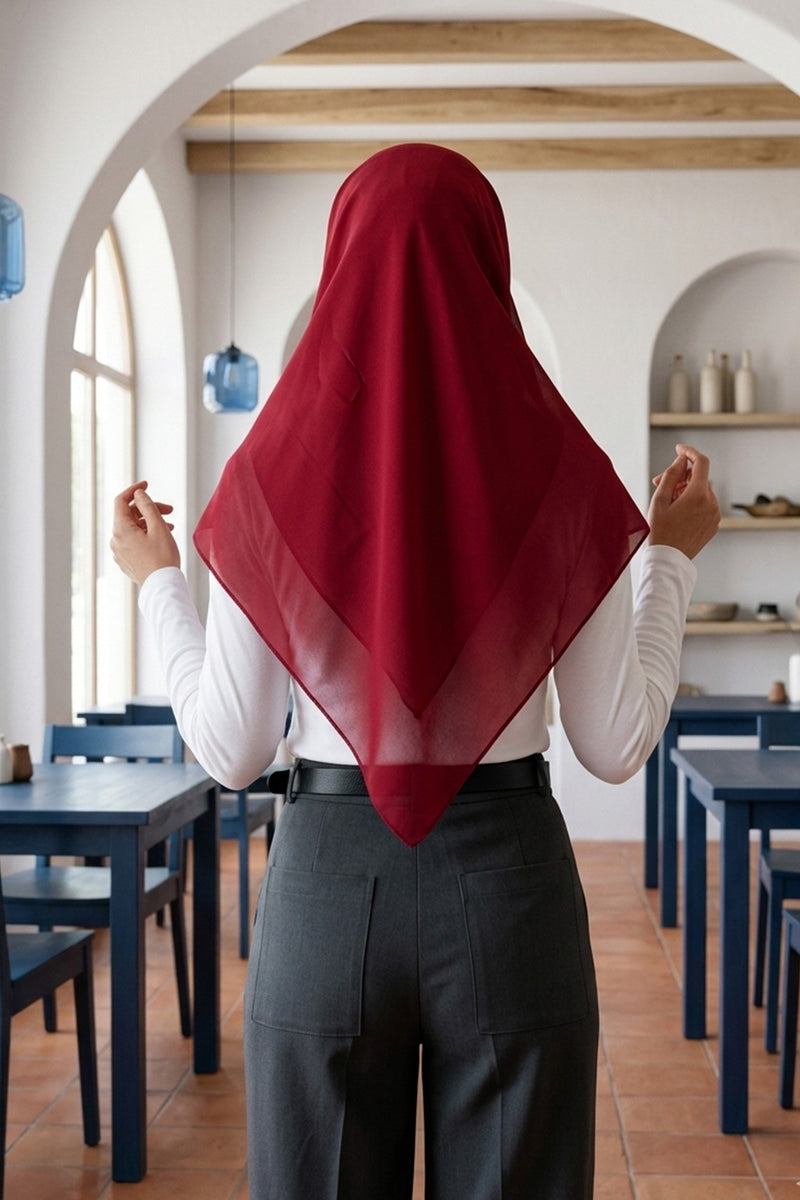 Non-Slip Chiffon Shawl Hijab with Built-In Cotton Undercap, Easy Styling Ready-to-Wear Hijab,PS-62