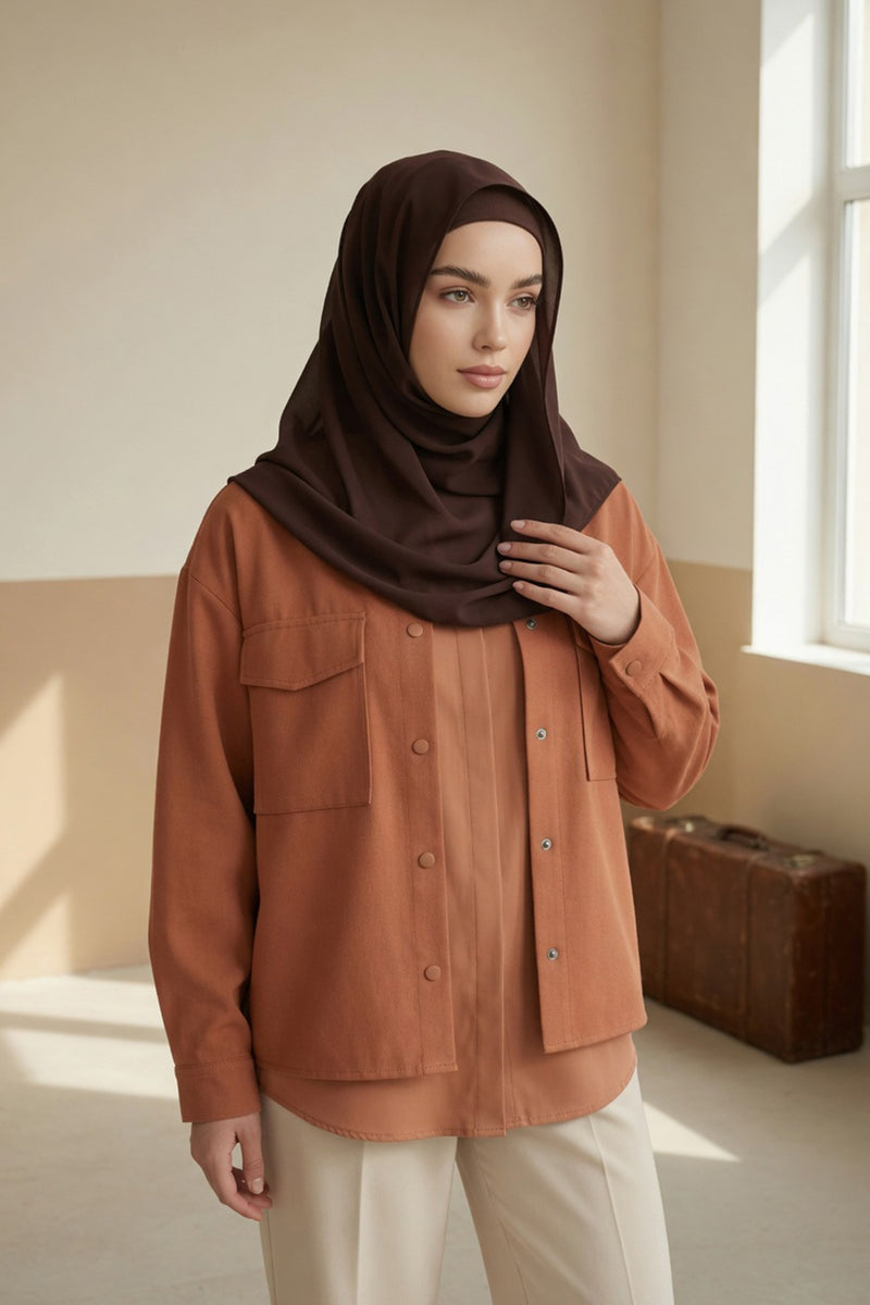 Non-Slip Chiffon Shawl Hijab with Built-In Cotton Undercap, Easy Styling Ready-to-Wear Hijab,PS-62