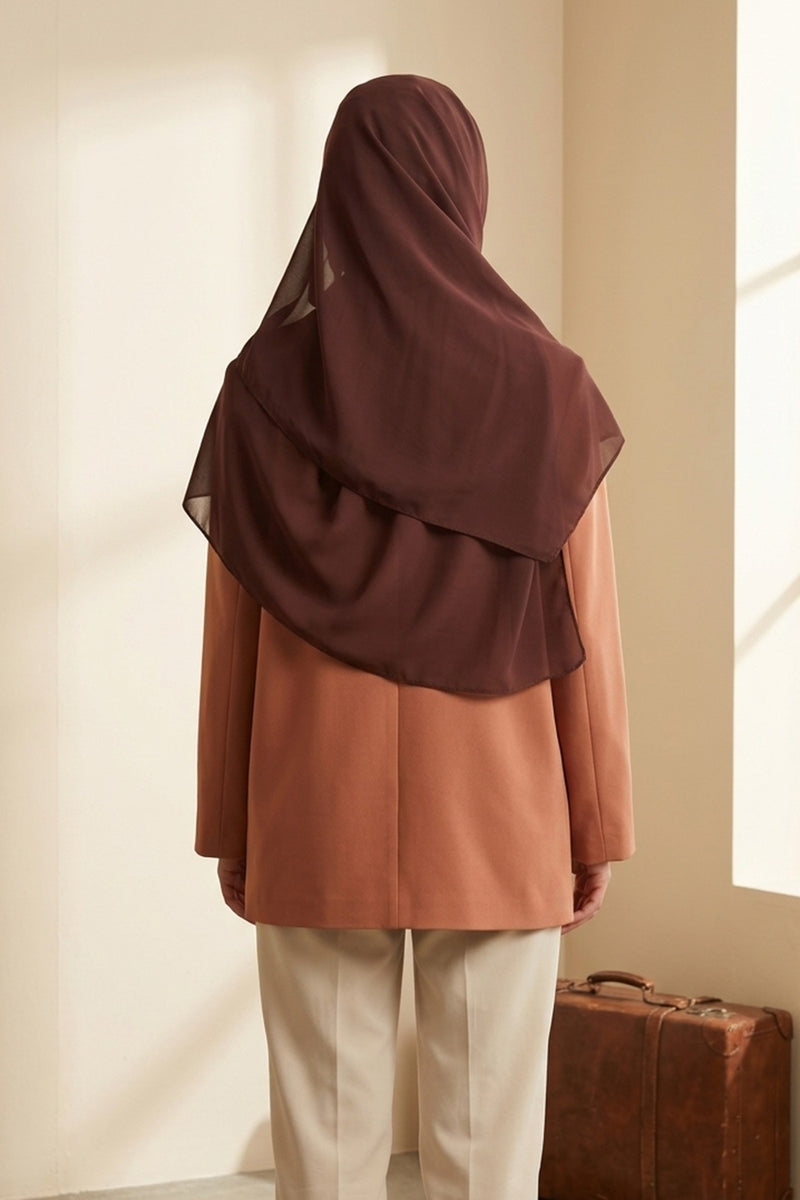 Non-Slip Chiffon Shawl Hijab with Built-In Cotton Undercap, Easy Styling Ready-to-Wear Hijab,PS-62