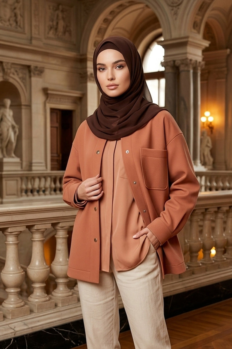 Non-Slip Chiffon Shawl Hijab with Built-In Cotton Undercap, Easy Styling Ready-to-Wear Hijab,PS-62