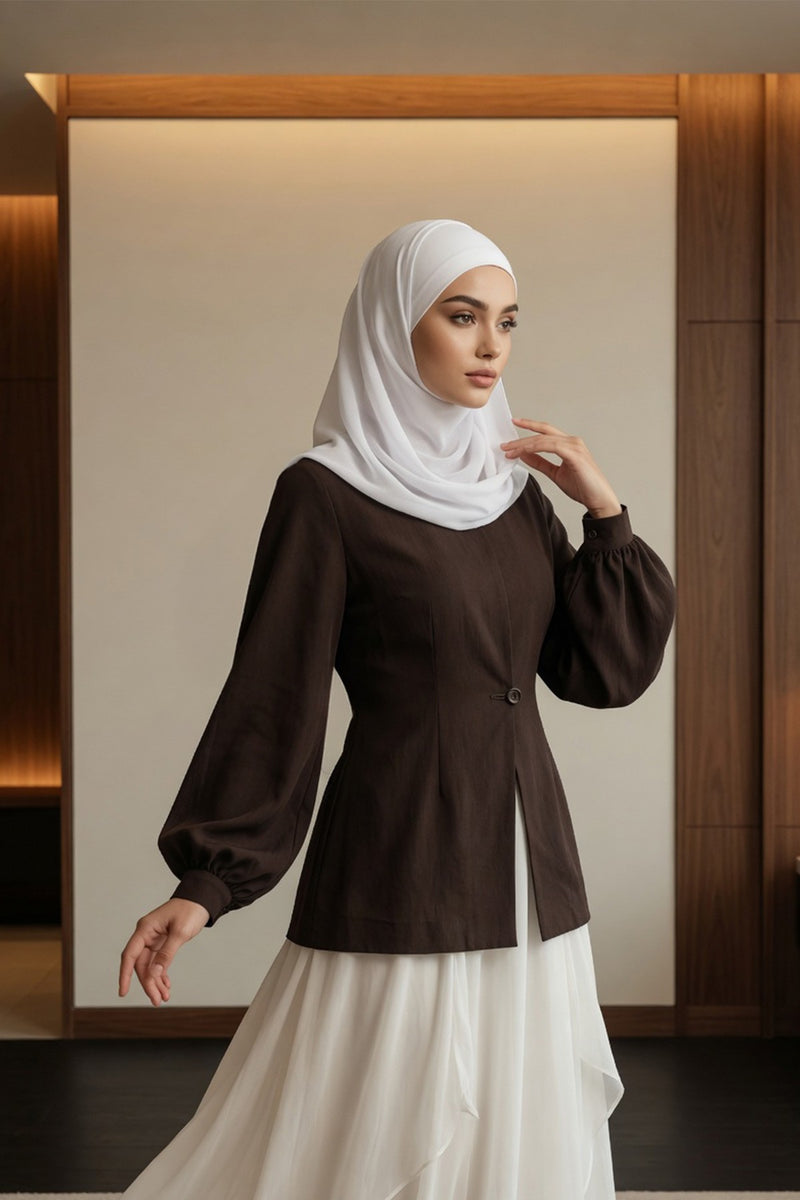 Non-Slip Chiffon Shawl Hijab with Built-In Cotton Undercap, Easy Styling Ready-to-Wear Hijab,PS-62