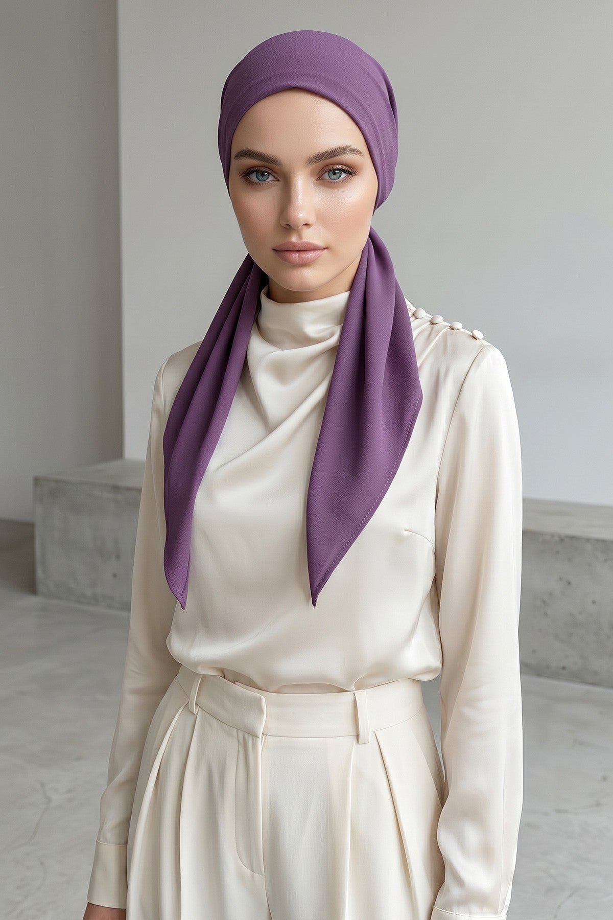 Ready-to-Wear Tie-Back Crepe Hijab Bonnet, Elegant Instant Modest Head Covering,B-101
